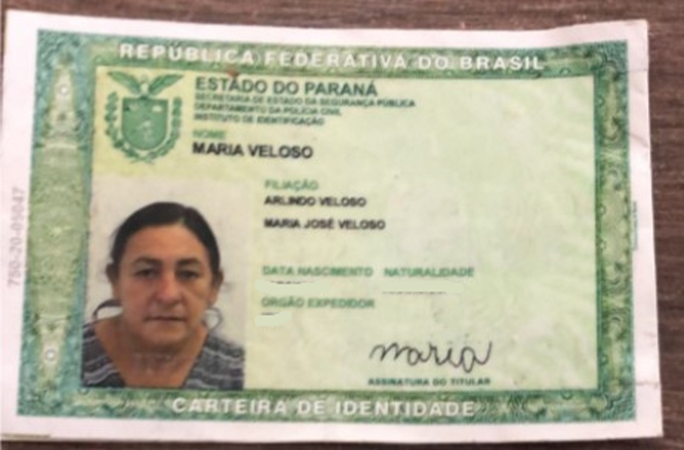 Documento de Maria Veloso foi encontrado
