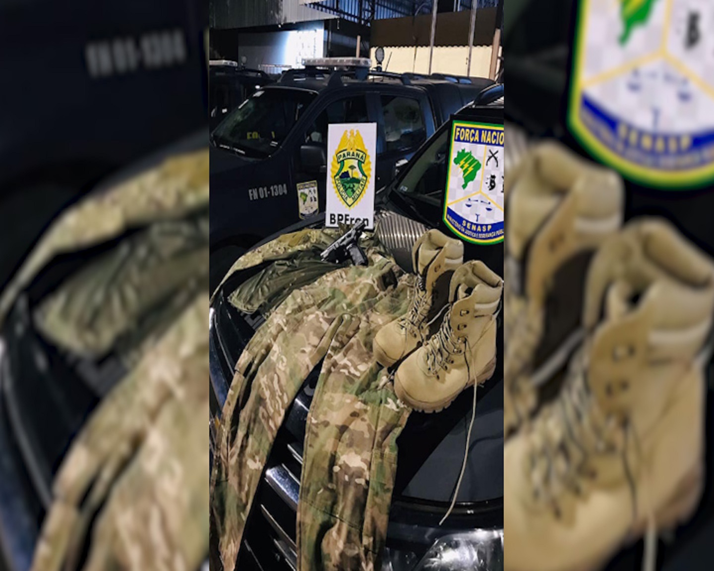 BPFron e Força Nacional apreendem arma de fogo, munições e veículo em Guaíra
