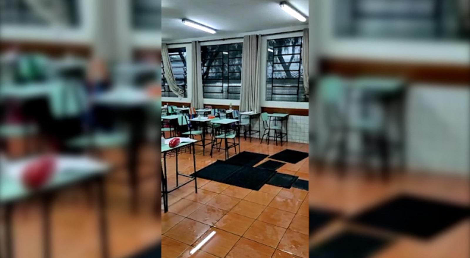 Água da chuva invade Escola Neiva Ewald no Bairro Presidente