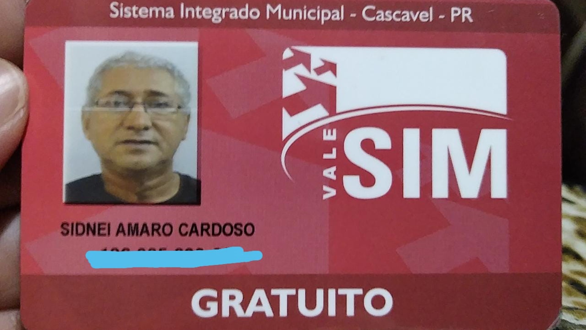 Cartão Vale Sim de Sidnei Amaro Cardoso é encontrado