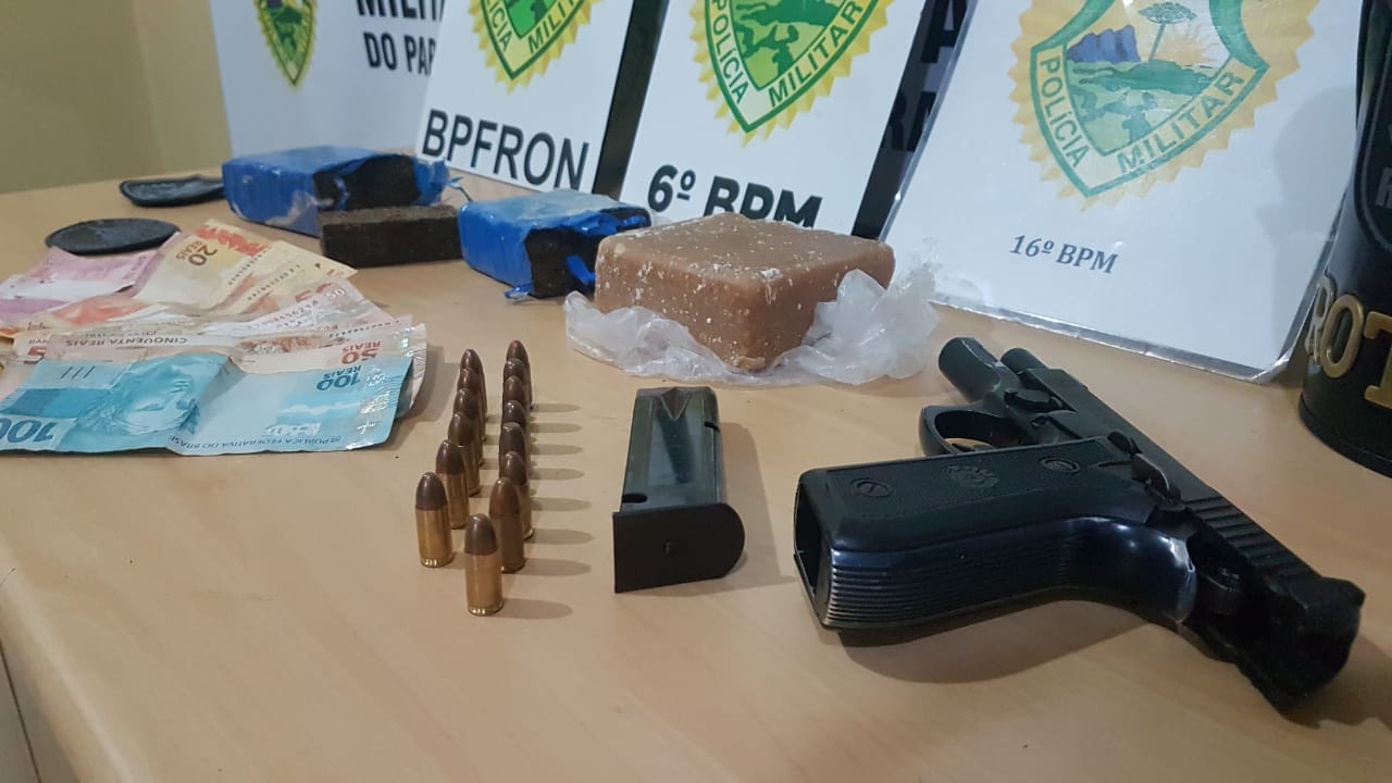 PM realiza apreensão de drogas e arma no Bairro Presidente