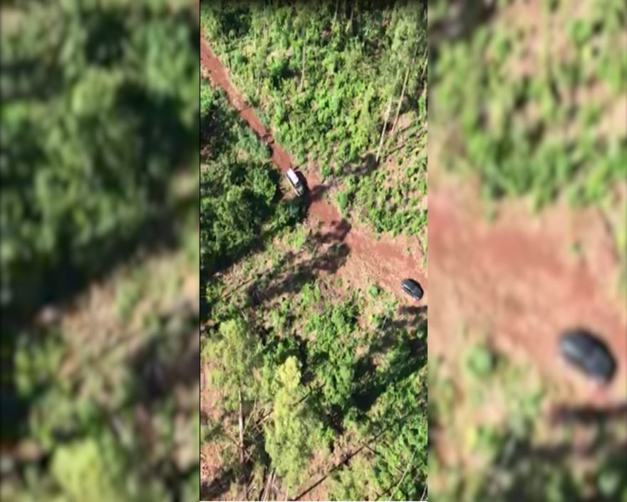 PM e PRF, com apoio aéreo da PCPR realizam buscas na região após troca de tiros; policial ferido recebe tratamento em Cascavel