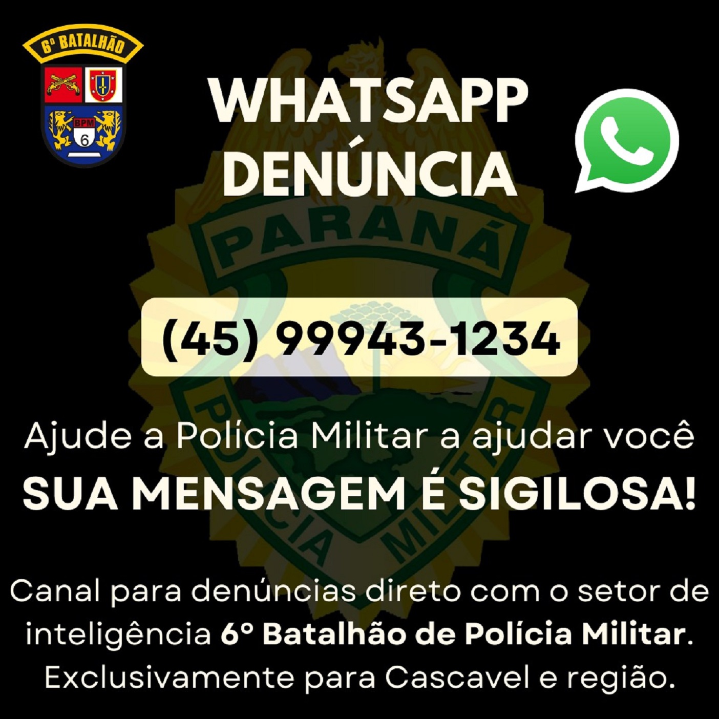 PM ativa “WhatsApp Denúncia” para receber informações