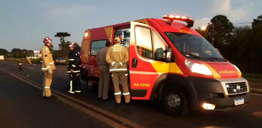 Motociclista sofre laceração na perna após acidente de trânsito na BR-277 no XIV de Novembro