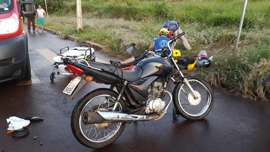 Motociclista fica ferido em colisão de trânsito em Cascavel