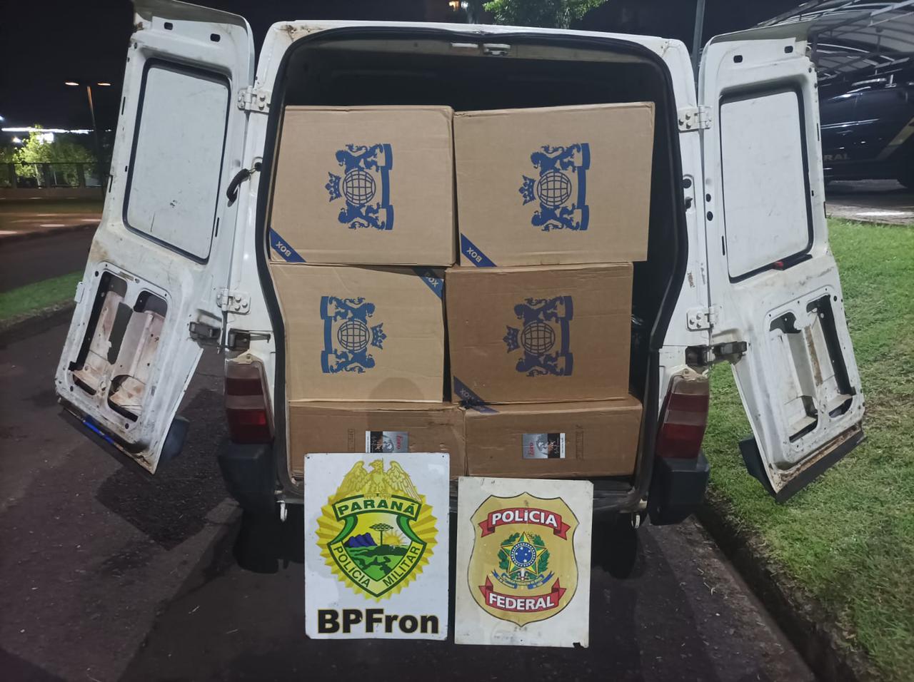 PF e BPFron apreendem veículo carregado com cigarros contrabandeados em Foz do Iguaçu/PR