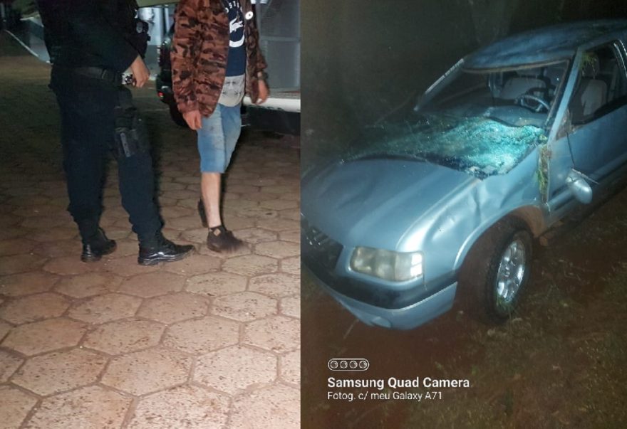 Mesmo com caminhonete capotada, jovem de 21 anos tenta fugir da GM e é detido
