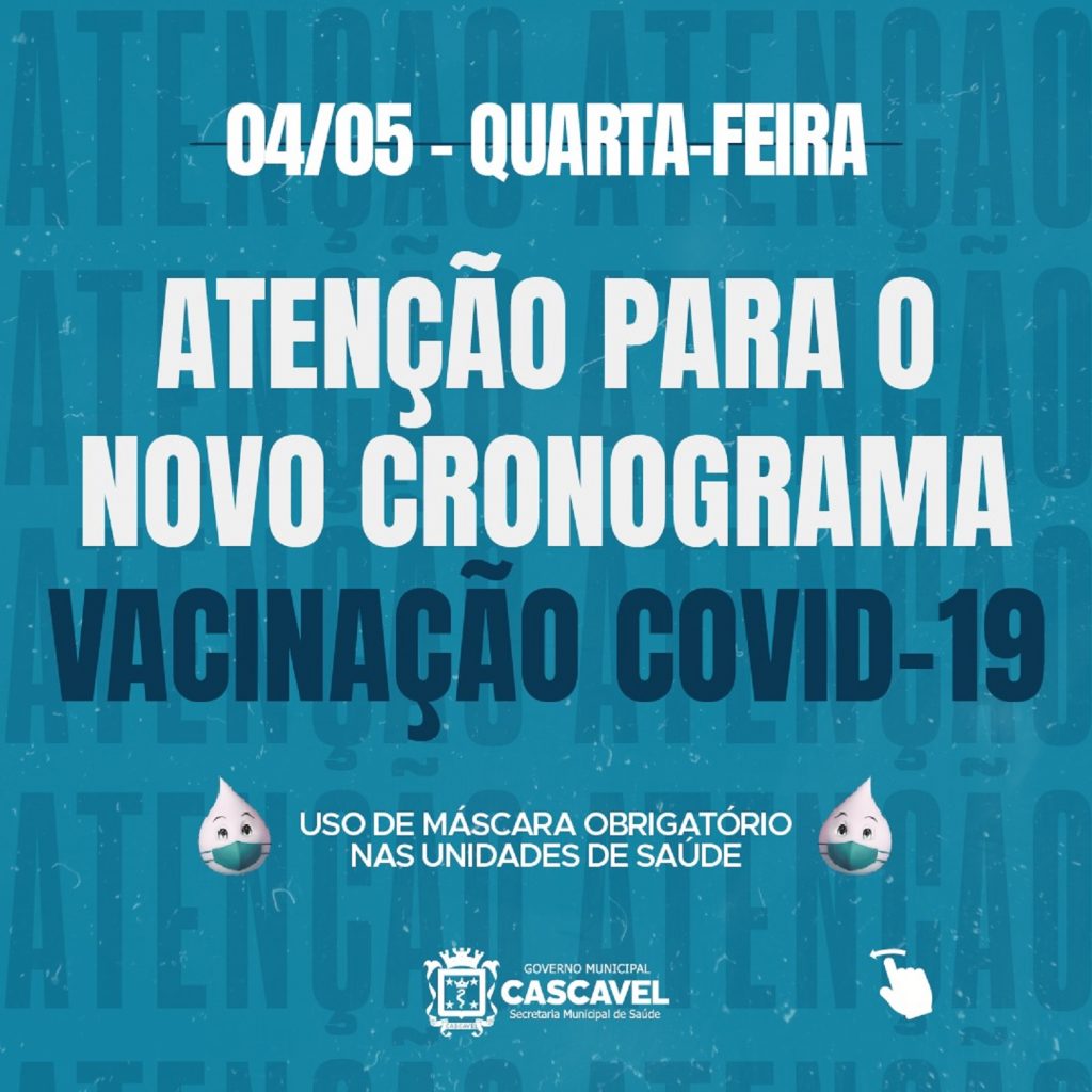 Confira o cronograma de vacinação contra covid-19 em Cascavel