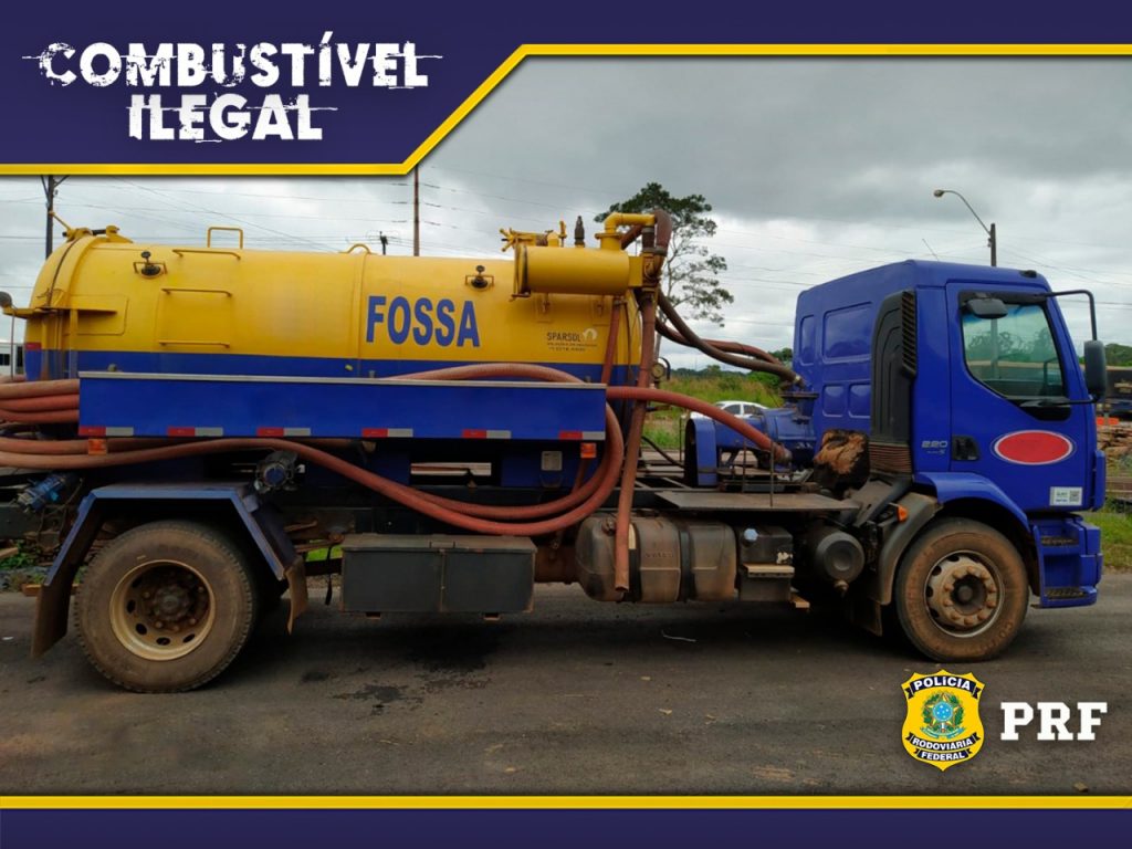 Em Porto Velho/RO, PRF e ANP identificam transporte de gasolina em caminhão “limpa fossa”