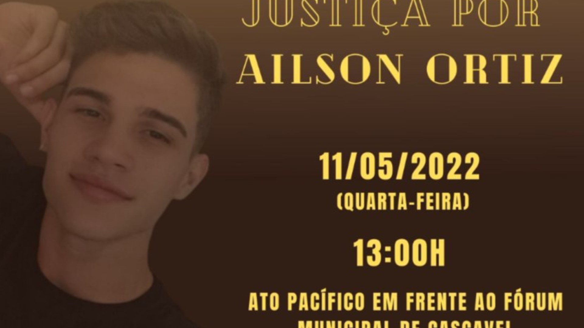 Familiares e amigos de Ailson Augusto Ortiz realizarão ato pacífico no dia da audiência do atirador