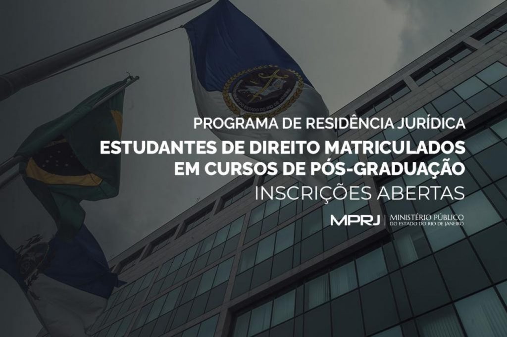 MPRJ inscreve para programa de Residência Jurídica para estudantes de Direito matriculados em cursos de pós-graduação