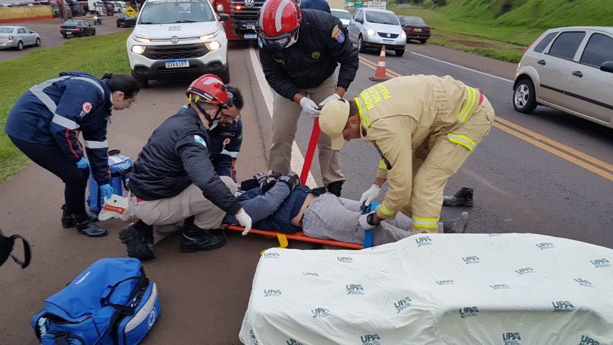 Motociclista fica ferido em acidente na rodovia BR-277, em Cascavel