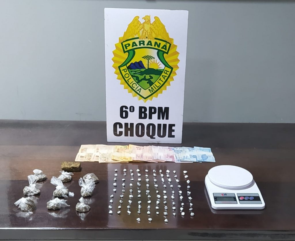 Pedras de crack e porções de maconha são apreendidas no Bairro Santa Felicidade, em Cascavel