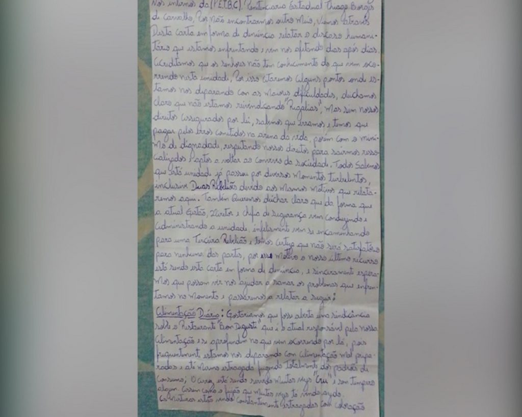 “Infelizmente se encaminha para uma terceira rebelião” apontam cartas de internos da PEC