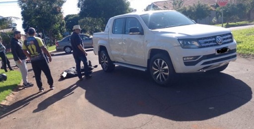 Acidente de trânsito envolvendo motocicleta e caminhonete é registrado em Santa Helena