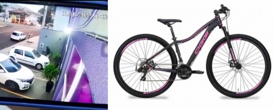 Vídeo mostra ladrão arrebentando corrente e furtando bicicleta no Centro