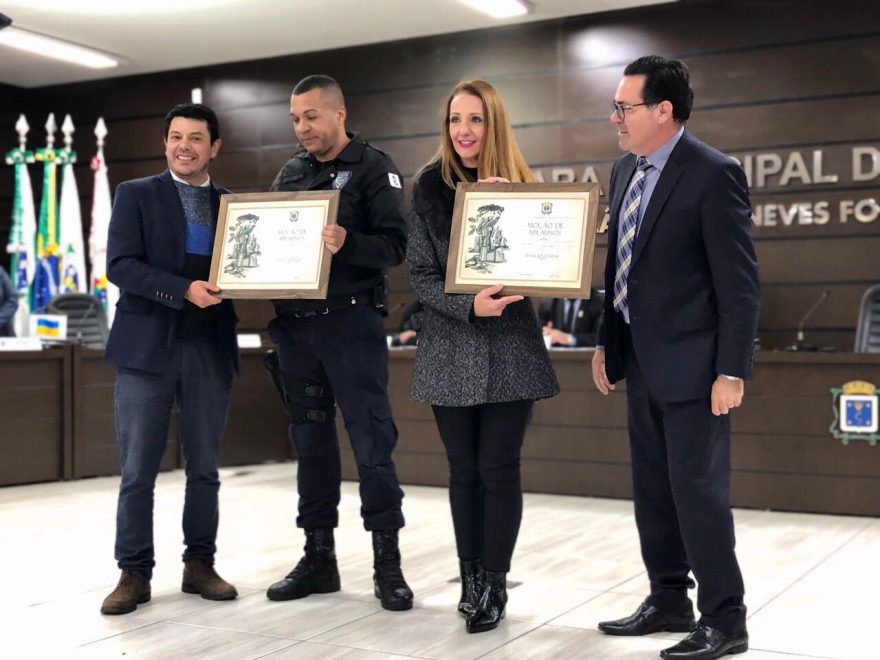 Jéssica Carozza e Zaqueu Domingos recebem moção de aplausos pelo projeto “Patrulha Amiga”