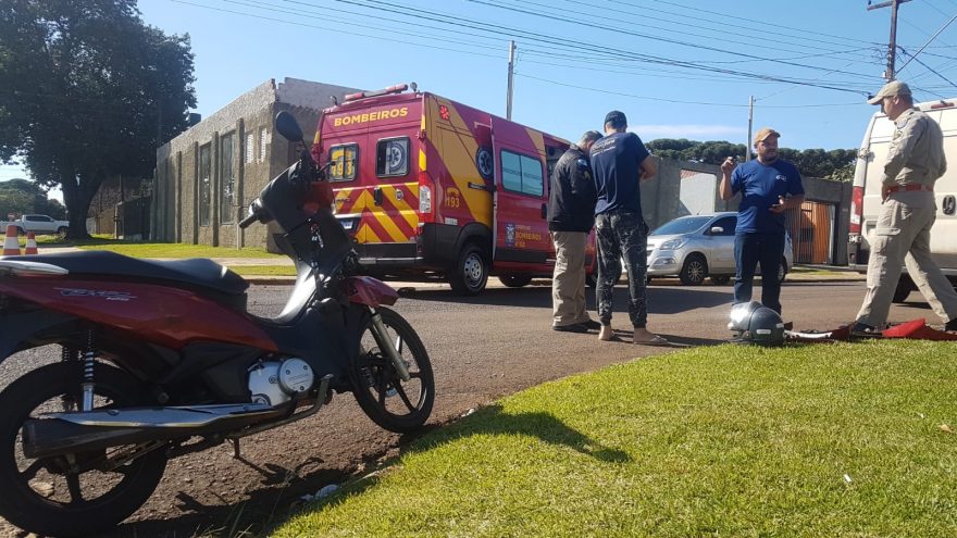Motociclista fica ferido após colisão com Van no Pioneiros Catarinenses
