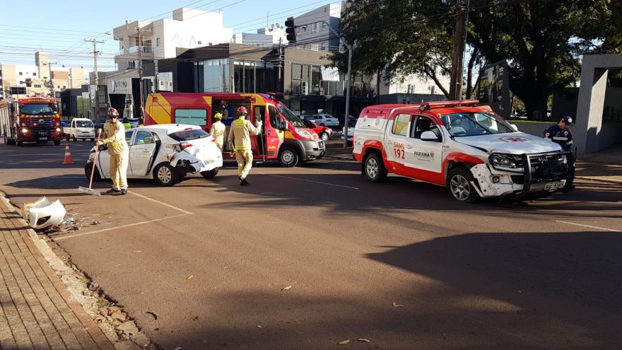 Grave acidente entre viatura do Consamu e HB20 mobiliza Siate no Centro