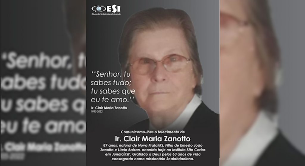 Irmã Clair falece aos 87 anos em Jundiaí