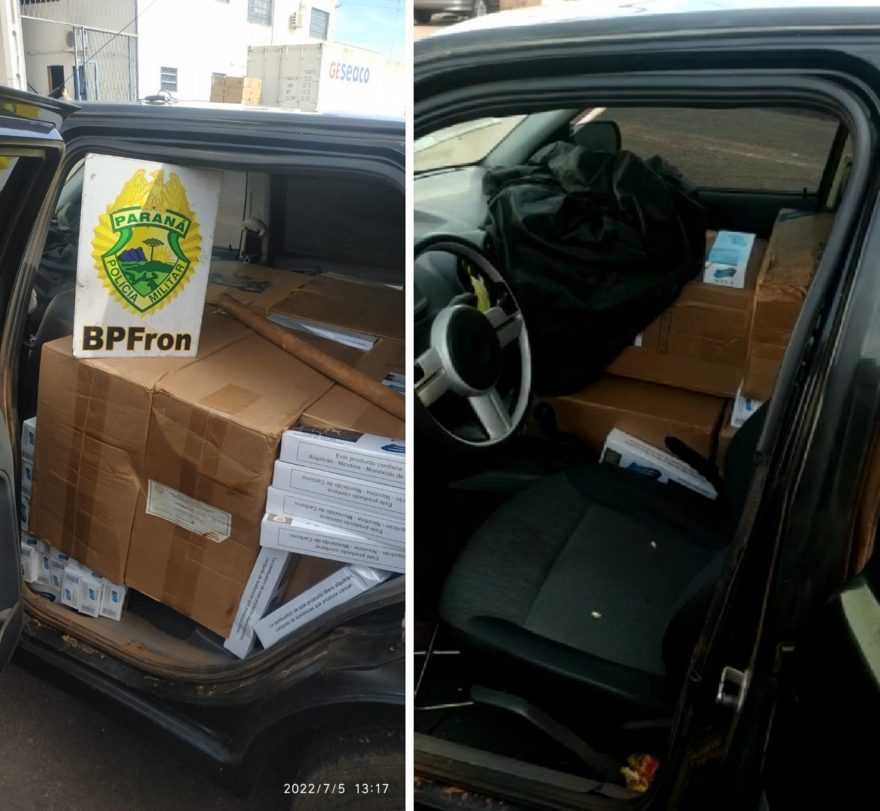 BPFRON apreende carro carregado com cigarros contrabandeados em Cascavel