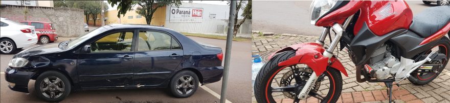 Corolla e CB 300 se envolvem em colisão em Cascavel