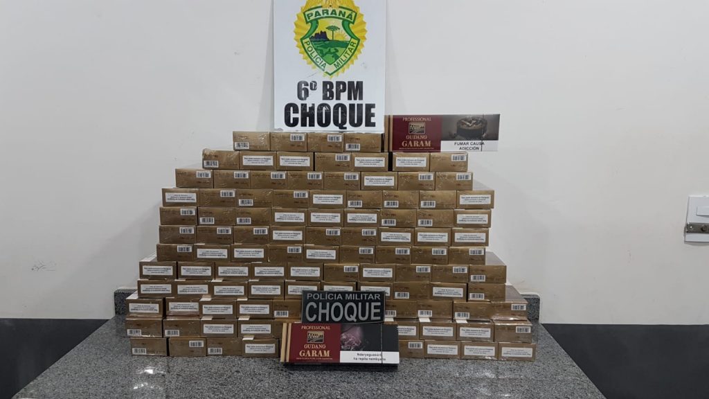 110 pacotes de cigarro são apreendidos pelo Choque