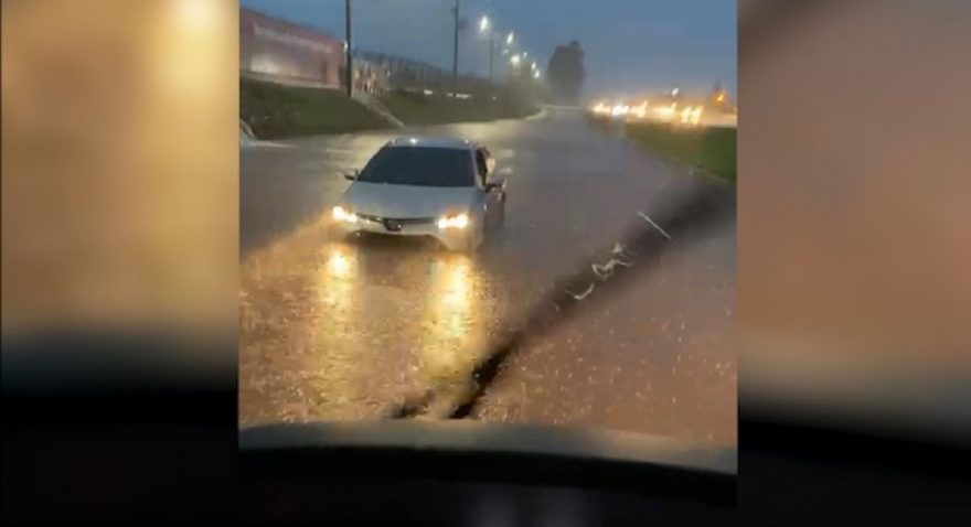 Atenção! Trecho da marginal da BR-277 próximo ao aeroporto registra novo alagamento nesta manhã