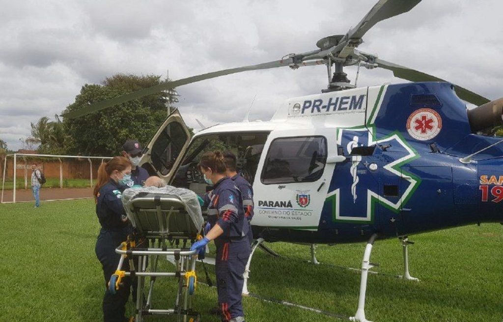 Helicóptero do Consamu transfere paciente de Palotina para Cascavel