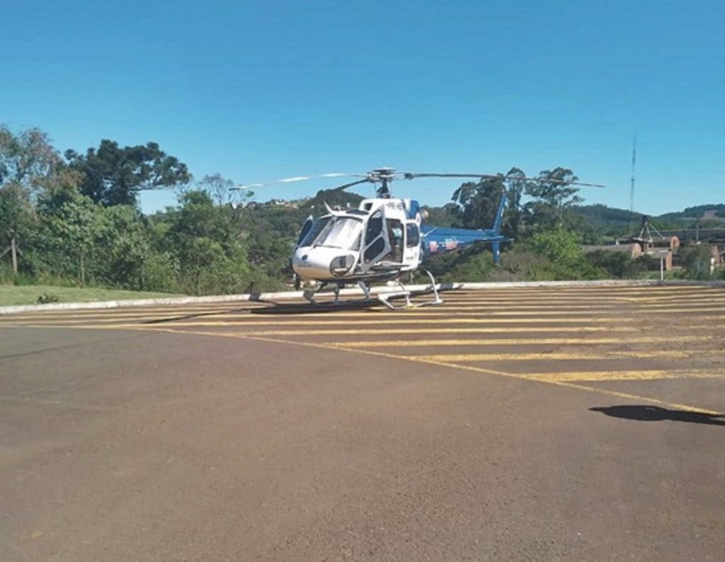 Criança de 11 anos é transferida de helicóptero para Cascavel, vítima de acidente em Francisco Beltrão