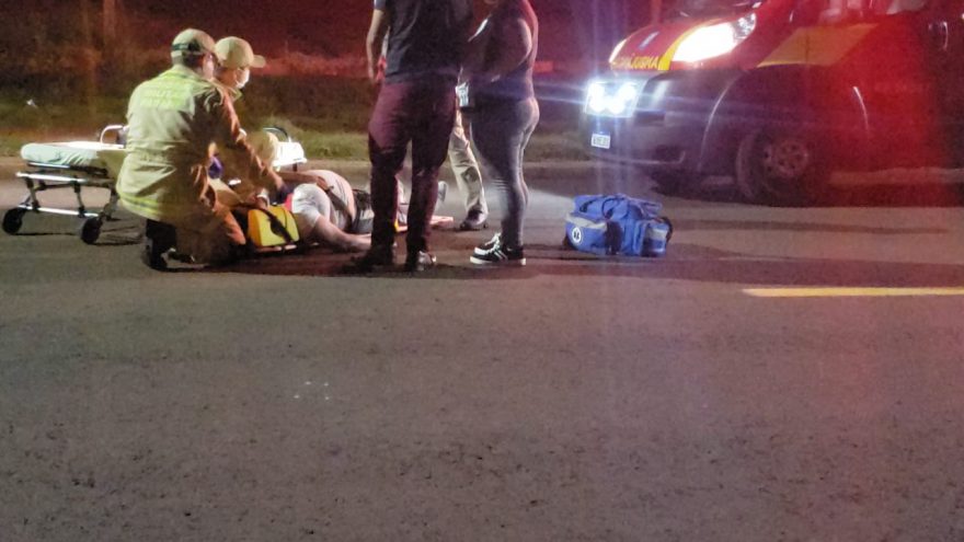 Gestante sofre queda em via pública e é socorrida pelo Corpo de Bombeiros, no Conjunto Riviera