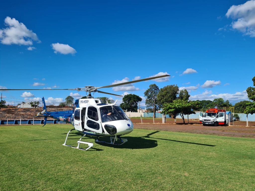 Idosa vítima de acidente de trânsito em Assis é transferida de helicóptero a Toledo
