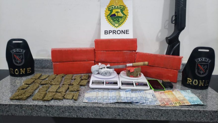 Rone apreende adolescente com 5 kg de maconha e espingarda em Santa Lúcia