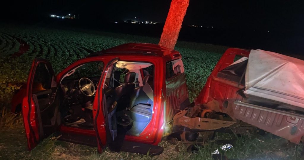 Caminhonete bate contra árvore e acidente termina com pessoa morta PR-239, em Campina da Lagoa Caminhonete bate contra árvore e acidente termina com pessoa morta PR-239, em Campina da Lagoa
