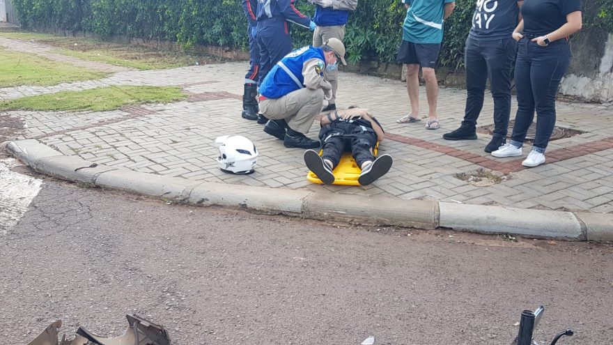 Motociclista fica ferido em acidente de trânsito no Coqueiral
