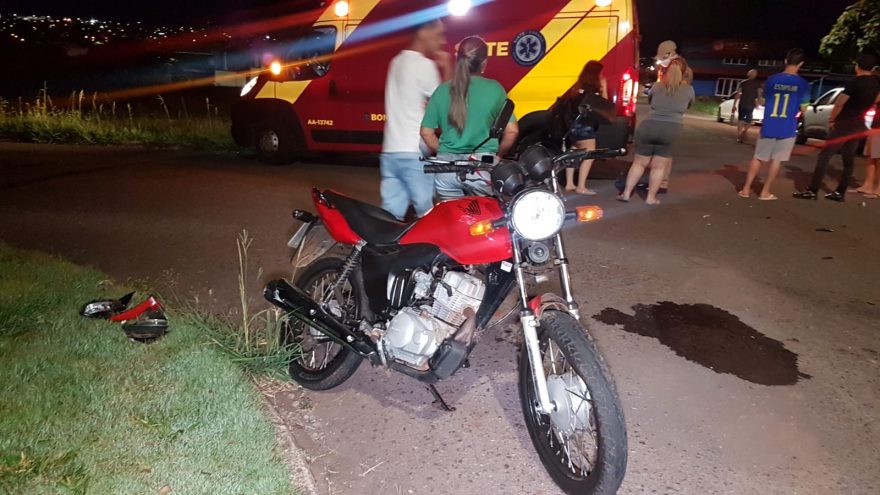 Motociclista se fere em colisão no Pioneiros Catarinenses