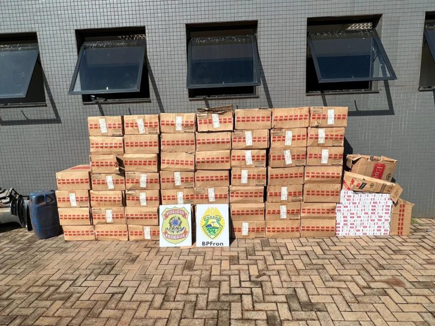 BPFRON e Polícia Federal apreendem cigarros contrabandeados em Guaíra
