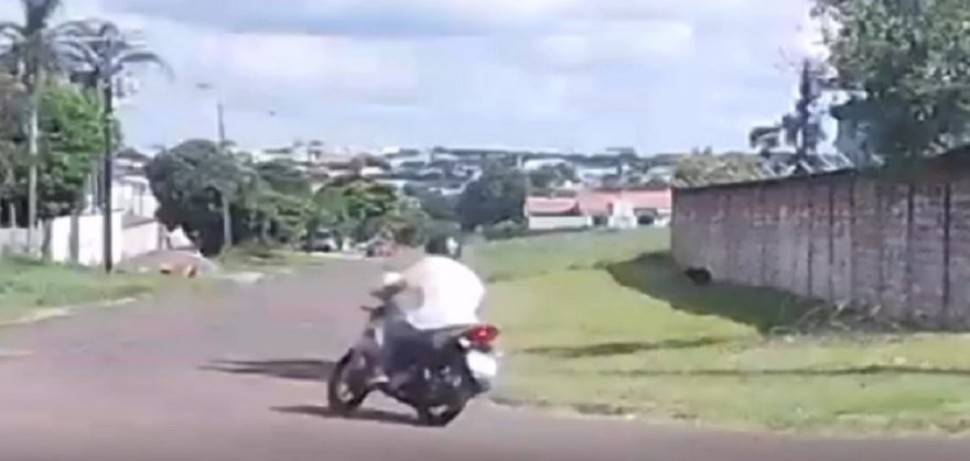 Câmera flagra momento da colisão no Bairro Pioneiros Catarinenses