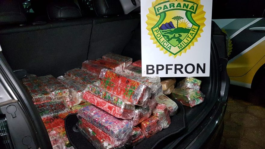 190 kg de maconha embalada em papel de presente são apreendidos pelo BPFron na BR-369