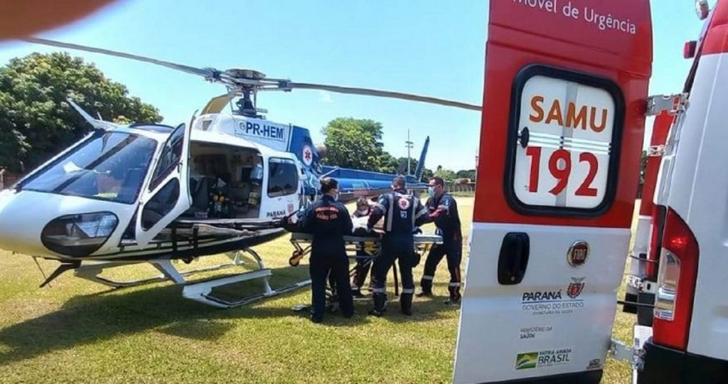 Helicóptero do Consamu transfere paciente de Palotina para Cascavel