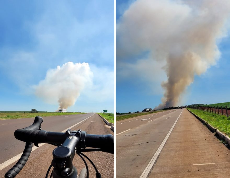 Trabalhadores de Cascavel se assustam com incêndio na BR-163
