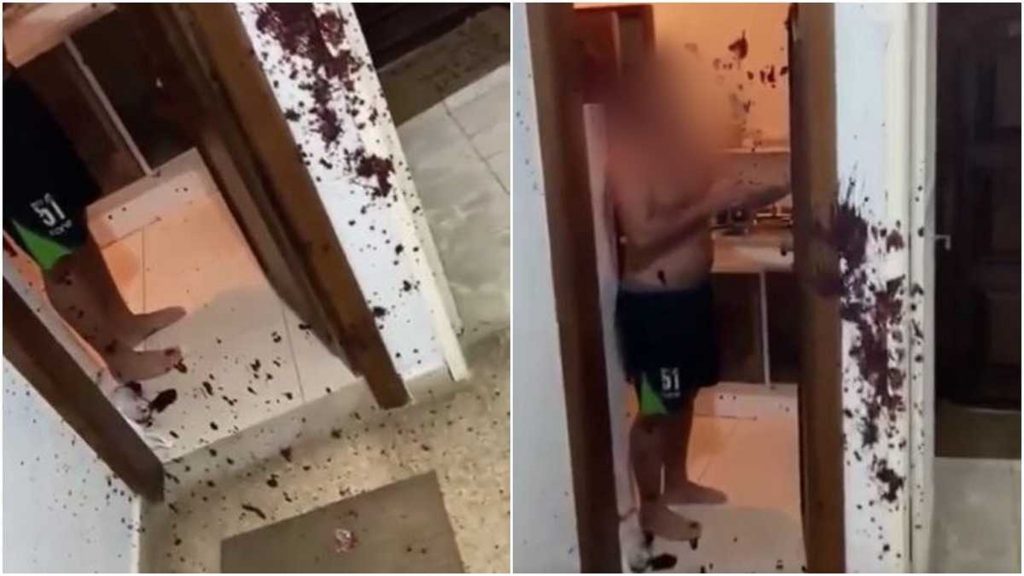 Veja: Revoltado por demora em ser atendido por ter que subir em apartamento, homem joga açaí em cliente