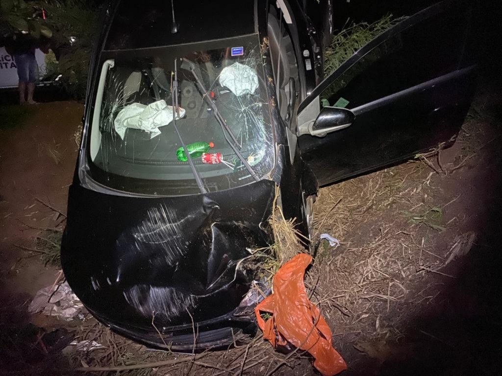 Condutora perde o controle do carro e colide em árvore na PR-182 em Palotina