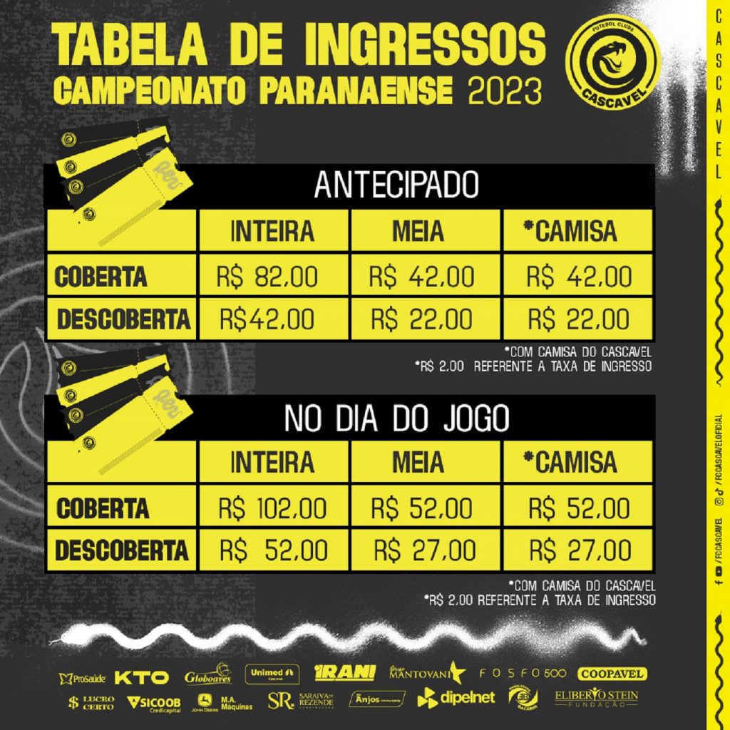 Com preços acessíveis, Cascavel divulga valores dos ingressos para