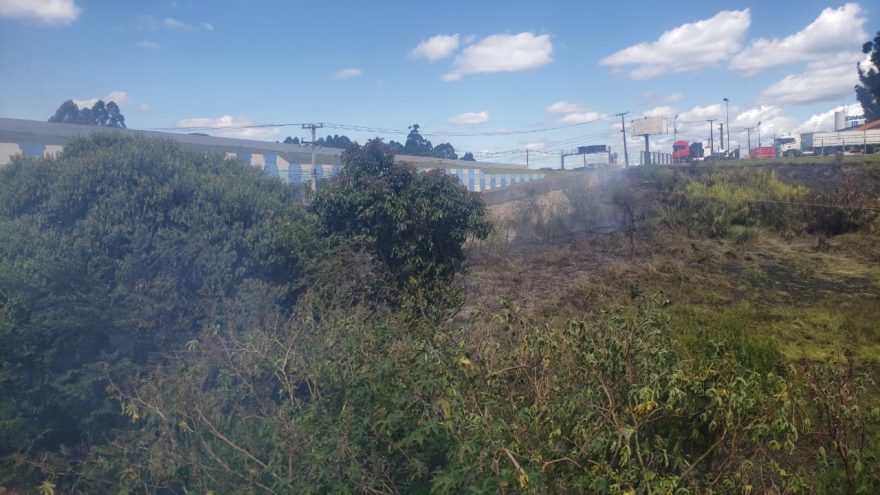 Incêndio nas imediações do Trevo Cataratas traz preocupação em razão da fumaça