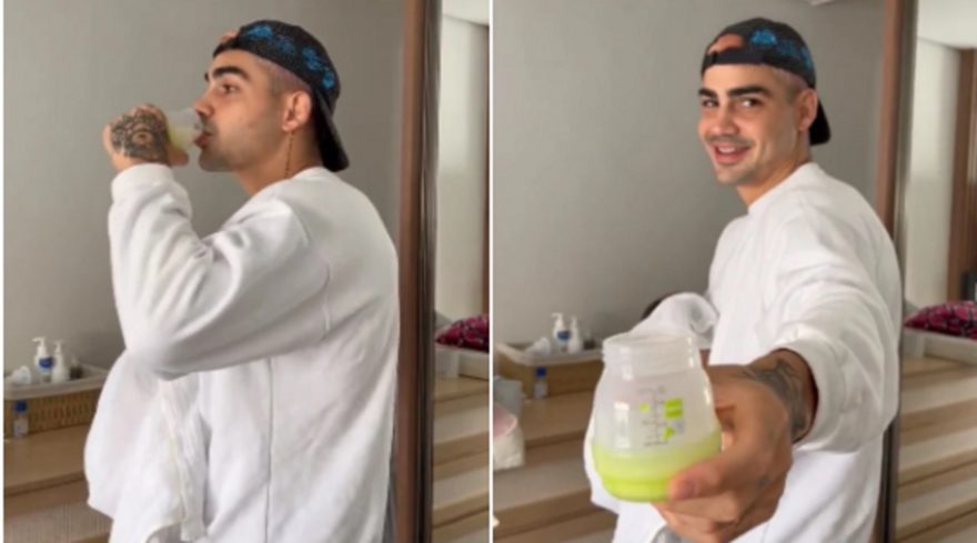 Você tomaria? modelo gera polêmica ao beber leite materno de esposa; veja o vídeo