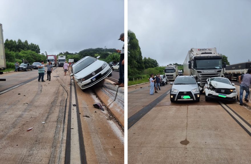 Engavetamento em Lindoeste envolveu 9 veículos, afirma PRF