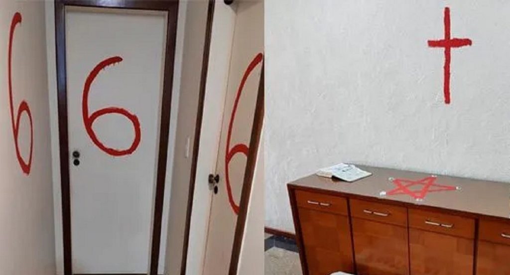 Dono vistoria casa alugada e encontra imagens satânicas na parede em Goioerê; inquilina está a mais de um ano sem pagar Dono vistoria casa alugada e encontra imagens satânicas na parede em Goioerê; inquilina está a mais de um ano sem pagar