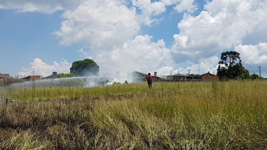 Tempo seco favorece incêndio em área de mato no Periolo