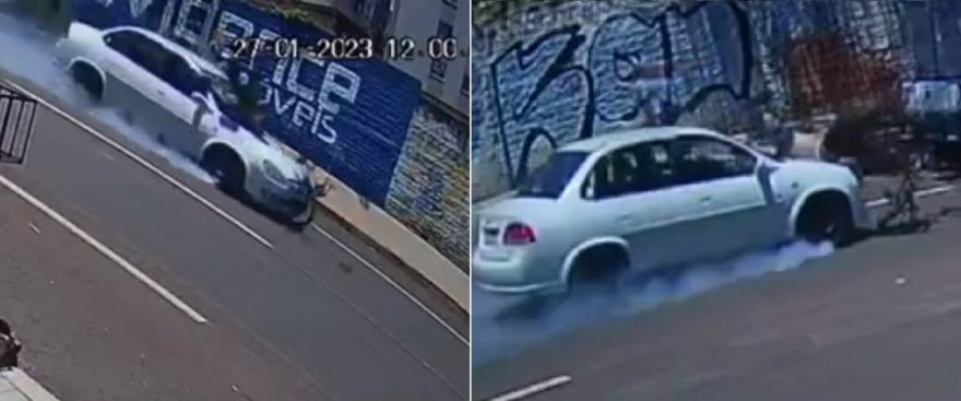 Impressionante: Vídeo mostra carro arrastando ciclista após forte colisão na Rua Cuiabá